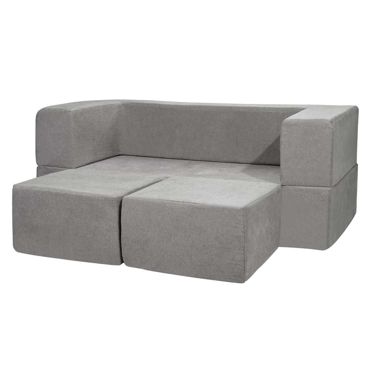 Light Gray Kids Couch - 4 Piece Modular Sofa for Children