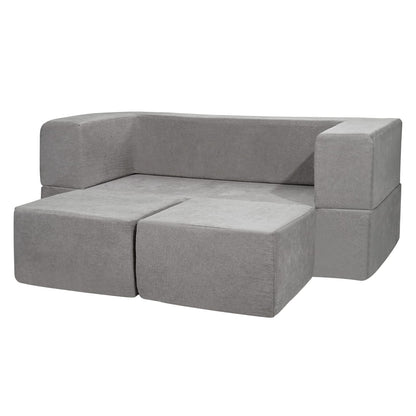Light Gray Kids Couch - 4 Piece Modular Sofa for Children