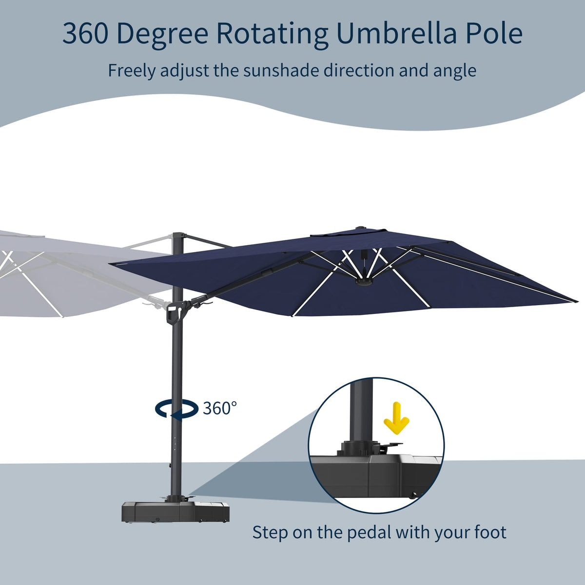 11 Foot Blue Patio Umbrella - Shade Canopy