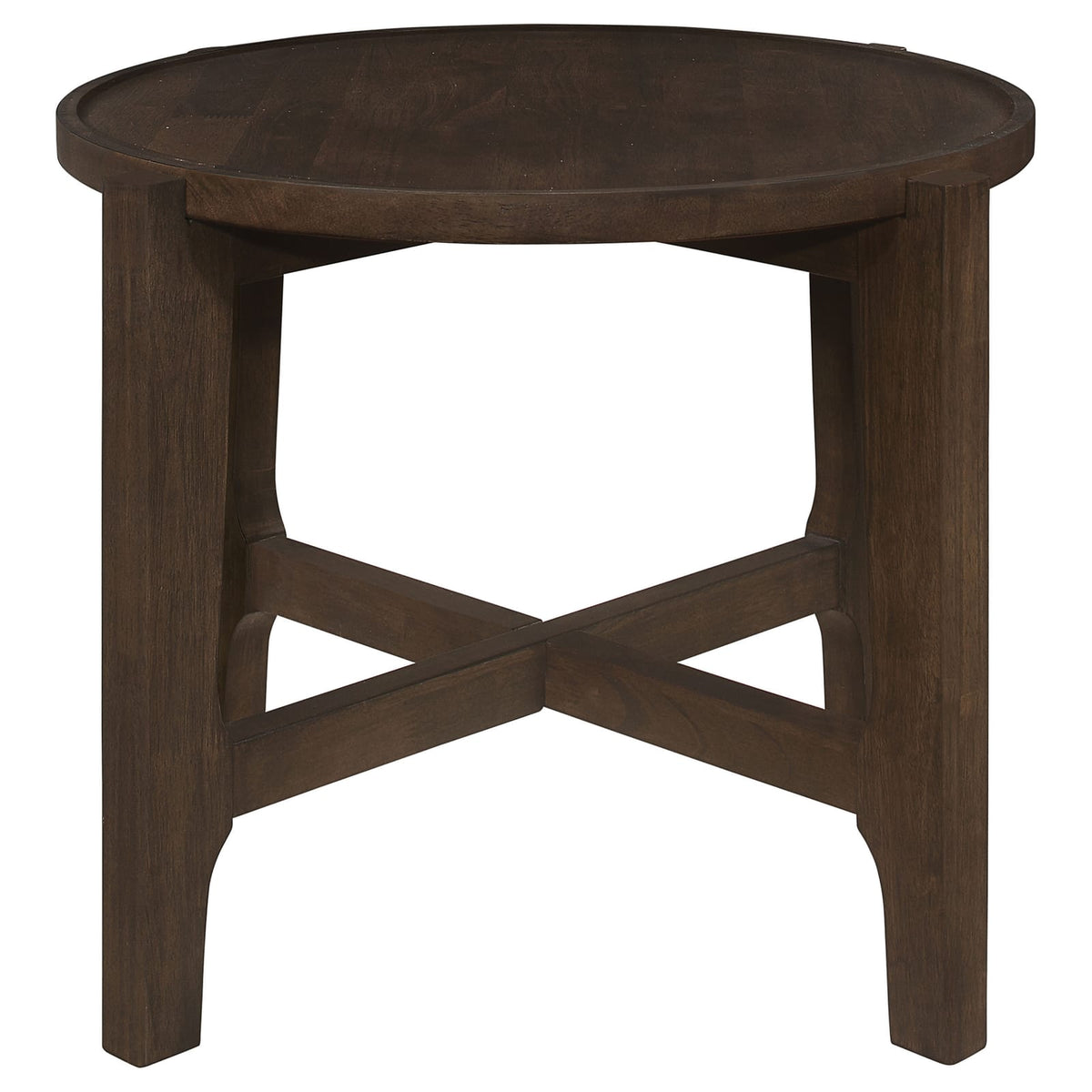 Mavis Dark Brown Round End Table - Solid Wood Storage
