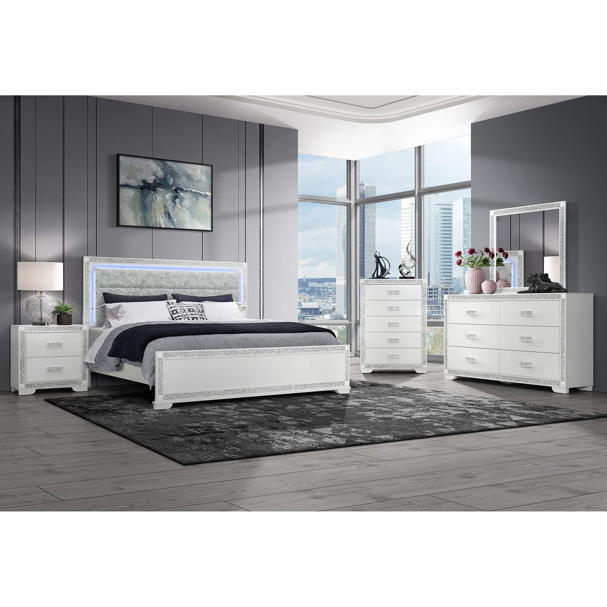 Soulmarie White Mirror - Modern Vanity & Dresser Mirror