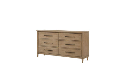 Solid Wood Sand Bedroom Dresser with 6 Storage Drawers