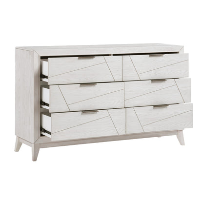Antique White Dresser - 6 Drawers Modern Bedroom Storage