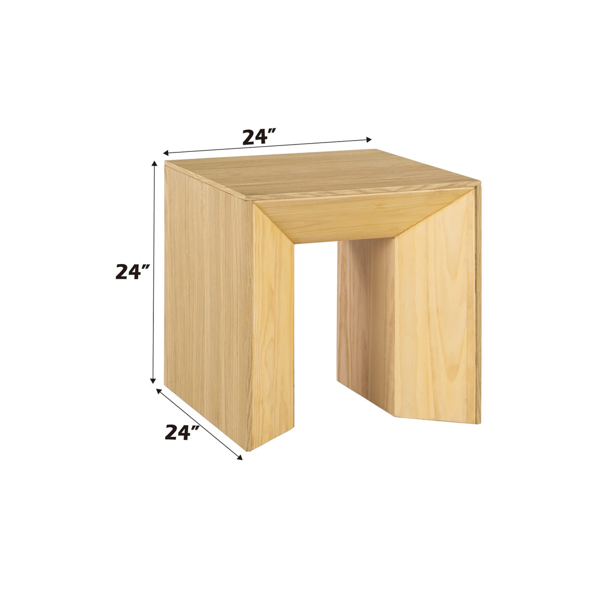 Natural Oak End Table - 24 Inch Square for Living Room
