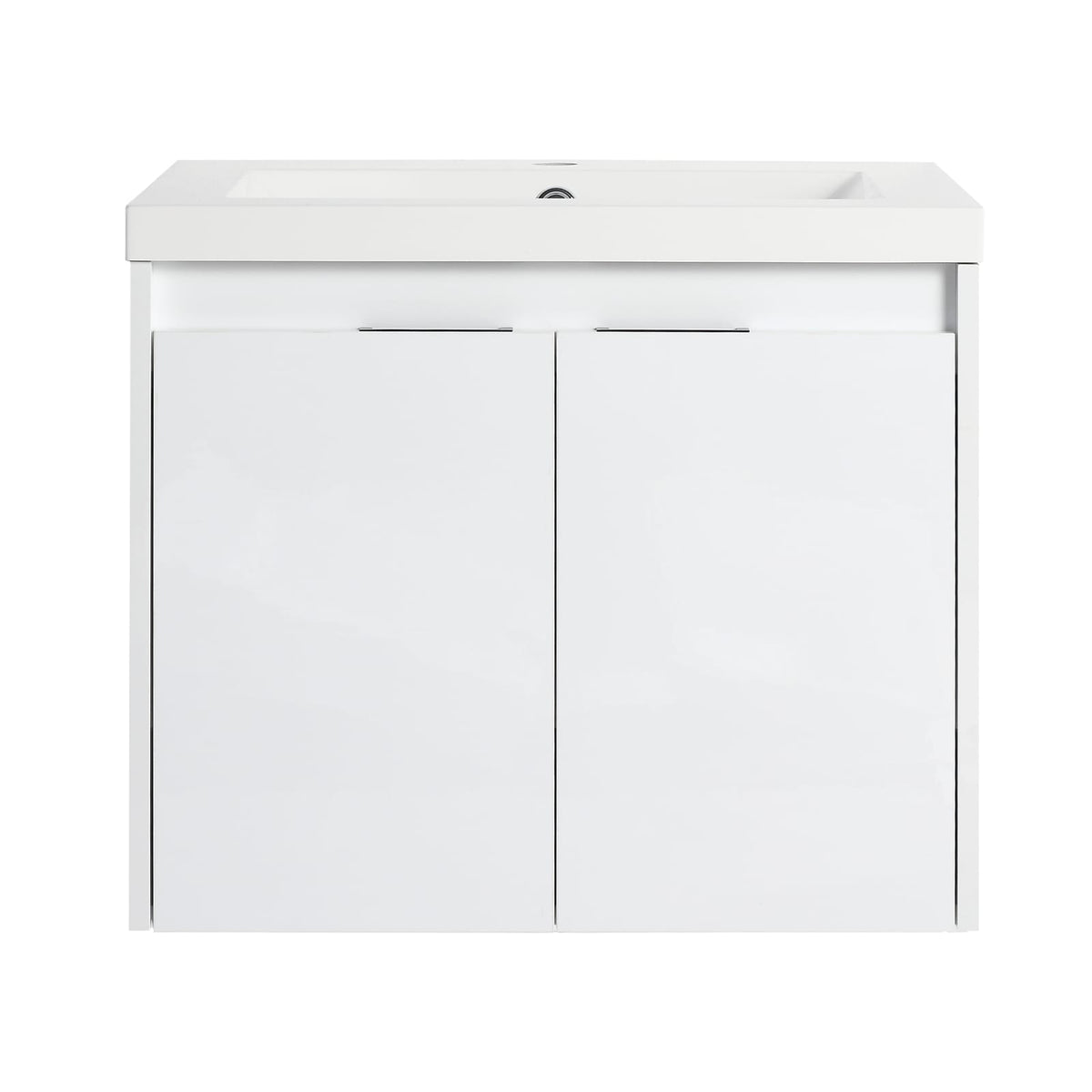 Glossy White Bathroom Vanity - 24" Plywood Storage