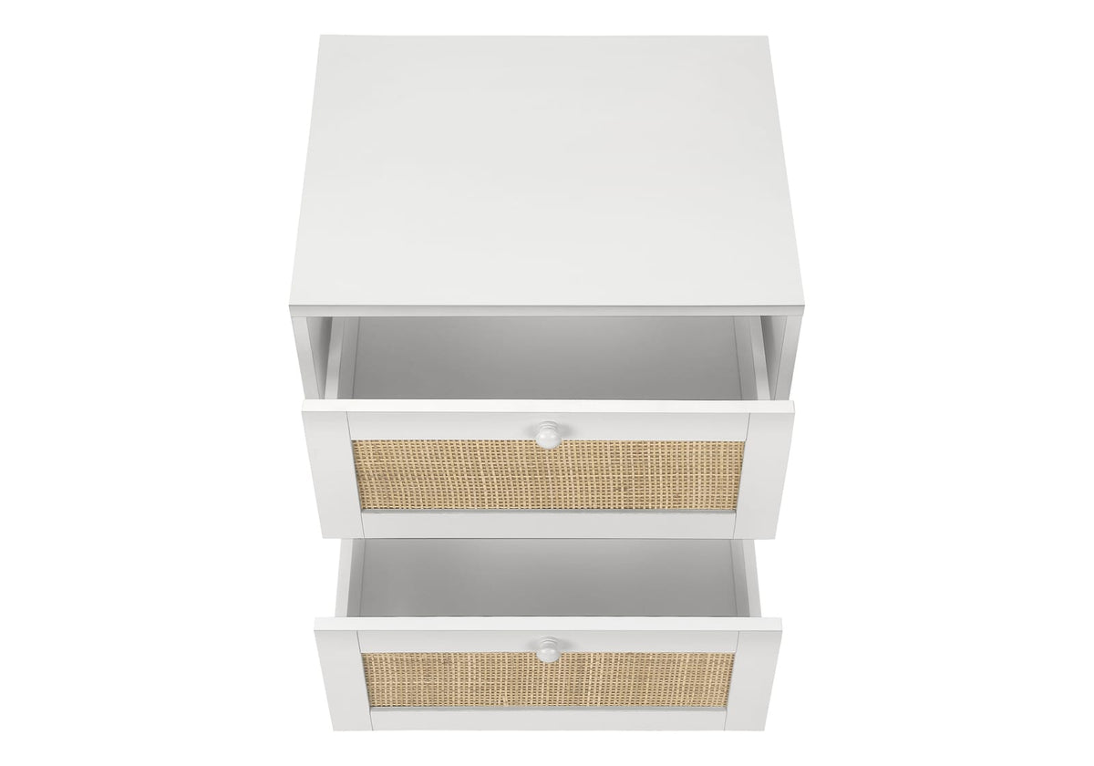 White Accent Table with Storage Drawers - Nightstand or End Table for Living Room