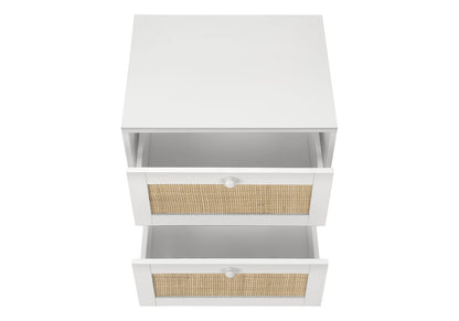 White Accent Table with Storage Drawers - Nightstand or End Table for Living Room