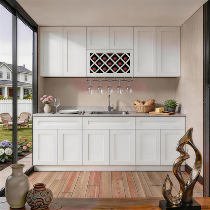 36" White Shaker Wall Cabinet - Solid Wood, Ready to Assemble for Living Room