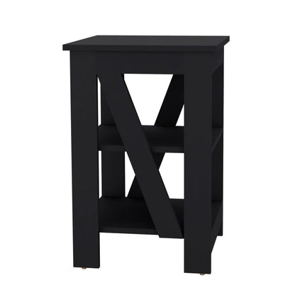 Black Engineered Wood Side Table - 15.7" x 15.7" for Living Room