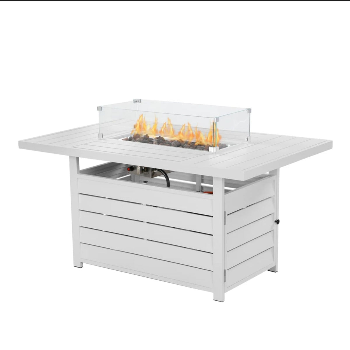 White Aluminum Fire Pit Table for Garden Decks and Poolside Areas