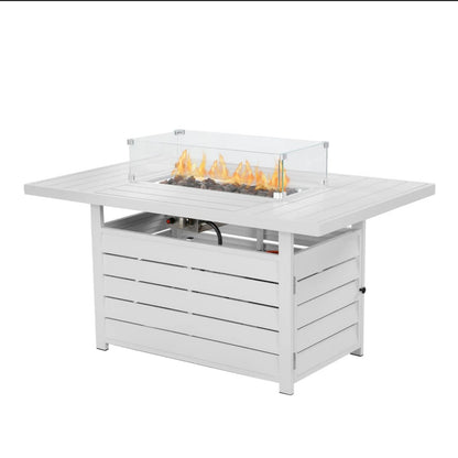 White Aluminum Fire Pit Table for Garden Decks and Poolside Areas