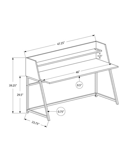 Computer Desk with Hutch - Natural Laminate, 48"L, White Metal Base