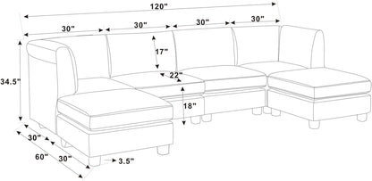 Dark Gray Modular Sectional Sofa - 6 Seat