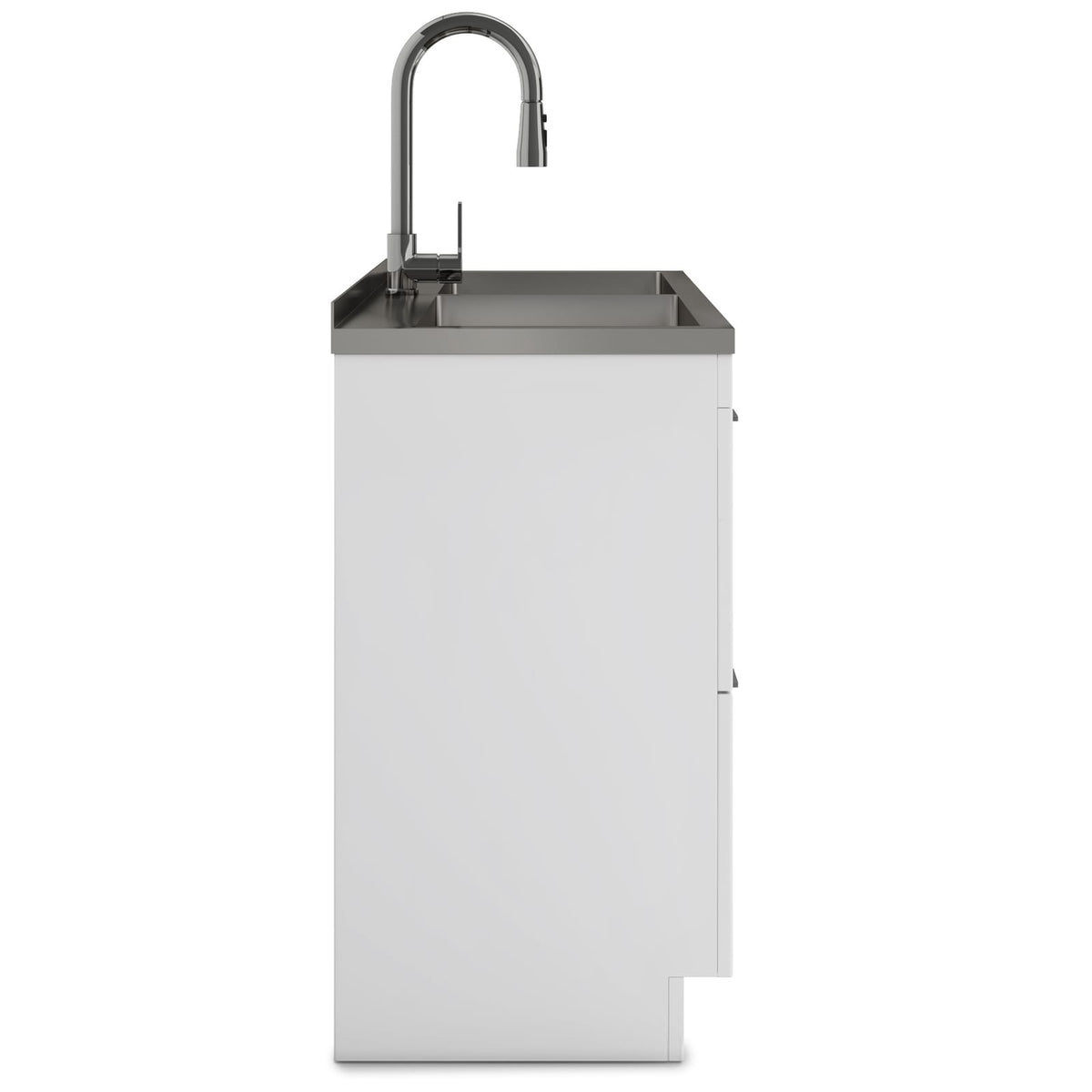 Wide White Laundry Cabinet - 46" Storage with Stainless Sink