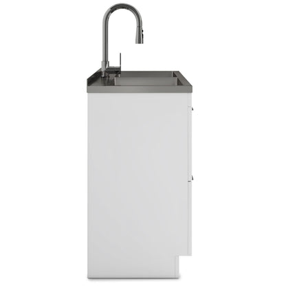Wide White Laundry Cabinet - 46" Storage with Stainless Sink