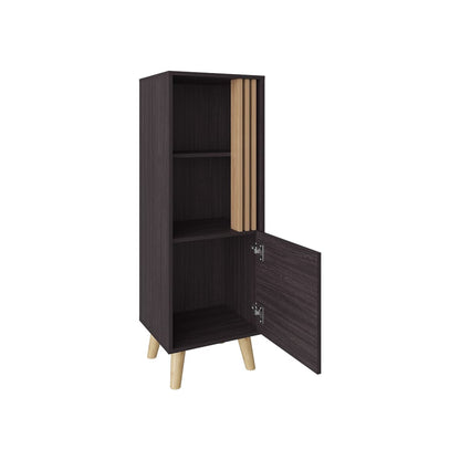Black Oak Slatted Storage Cabinet for Living Room Decor
