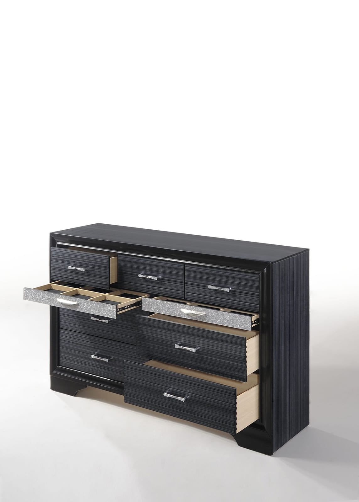 Black Synthetic Wood Dresser - 63" Wide for Bedroom