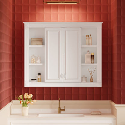 Modern Wall Mounted Bathroom Cabinet with Adjustable Shelves in White
