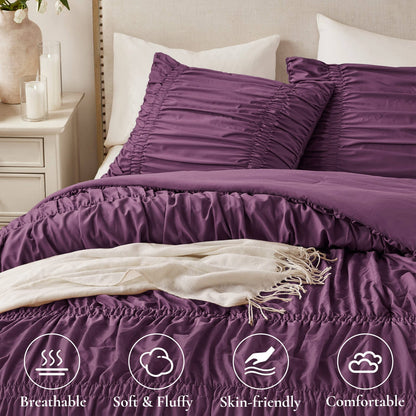 Purple Microfiber Comforter Set for Romantic French Country Bedroom