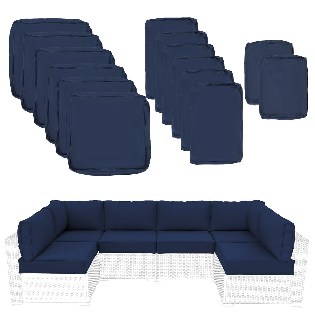 Navy Blue Outdoor Cushions for Patio Furniture Replacement