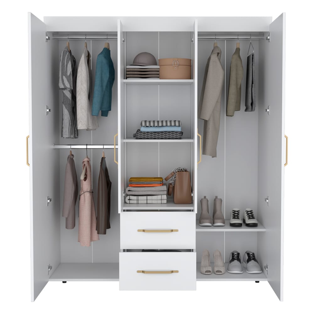 White Armoire Elma - Bedroom Dresser Storage