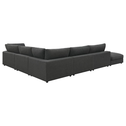 Rhette Charcoal 6-Piece Upholstered Sectional - Comfortable Living Room Seating