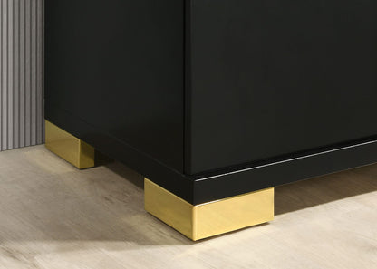 Black Gold Contemporary Bedroom Chest with Metal Legs