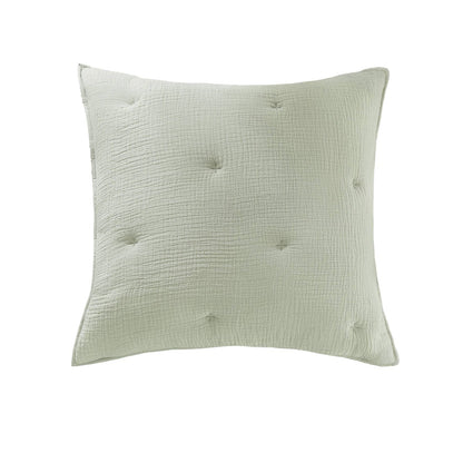 Sage Cotton Embroidered Euro Sham - 26x26 Inches