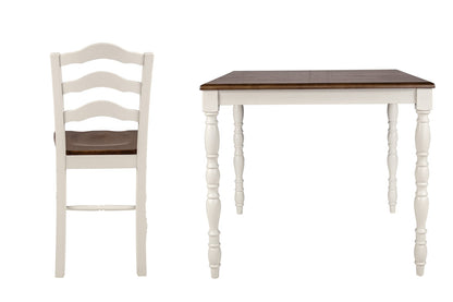 White Square Dining Table Set with 4 Chairs for Dining Room