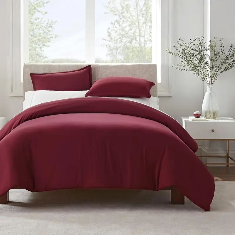 Serta Simply Clean Solid Duvet Cover Burgundy Queen