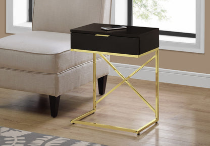 Espresso Accent Table - Storage Drawer Side Table