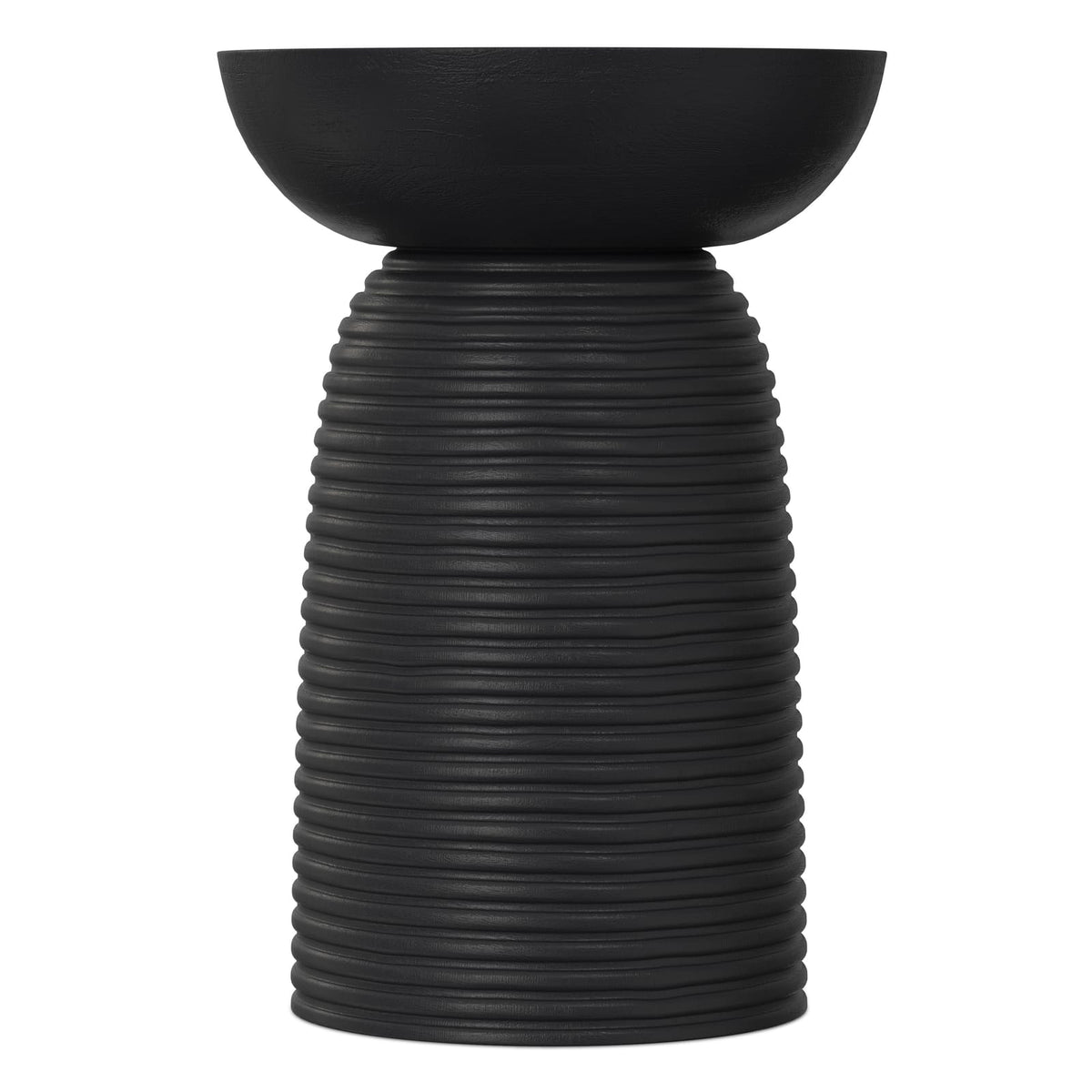 Boyd 13 Inch Ribbed Accent Table - Black Wood for Living Room