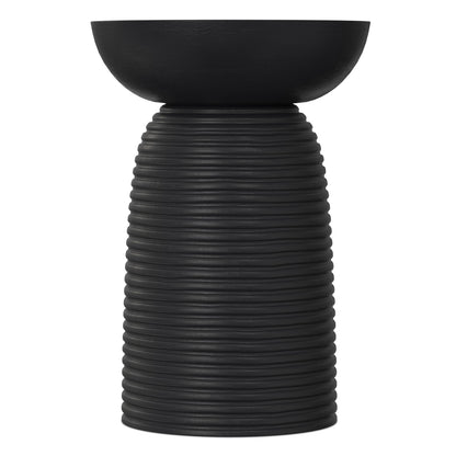 Boyd 13 Inch Ribbed Accent Table - Black Wood for Living Room