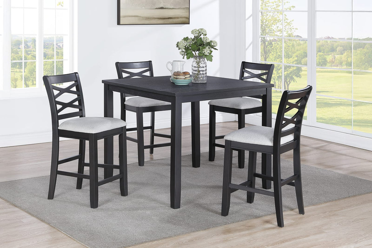 Gray Square Dining Table Set with 4 Chairs for Dining Room