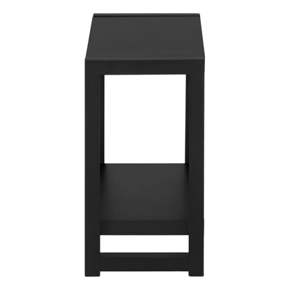 2-Tier Black Accent Table with Storage Shelf for Living Room or Bedroom