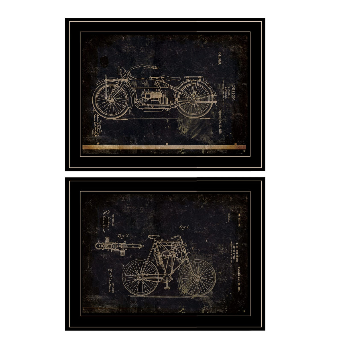 Black Frame Motorcycle Wall Art - Small Bedroom Decor