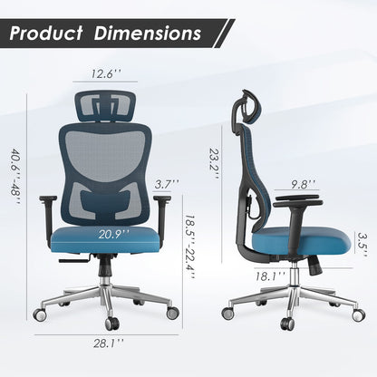 Ergonomic Office Chair - Black & Navy Mesh Desk Chair