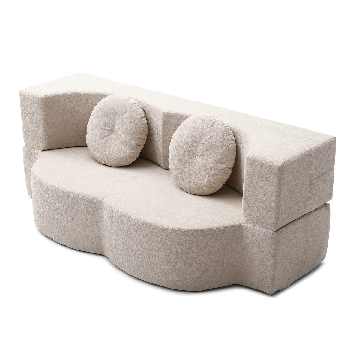 Khaki 2-Seat Folding Sofa Bed - Sleeper Couch for Living Room