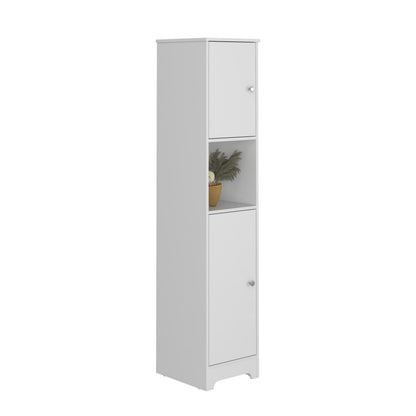 68" White Storage Cabinet with Two Doors & Shelves for Living Room
