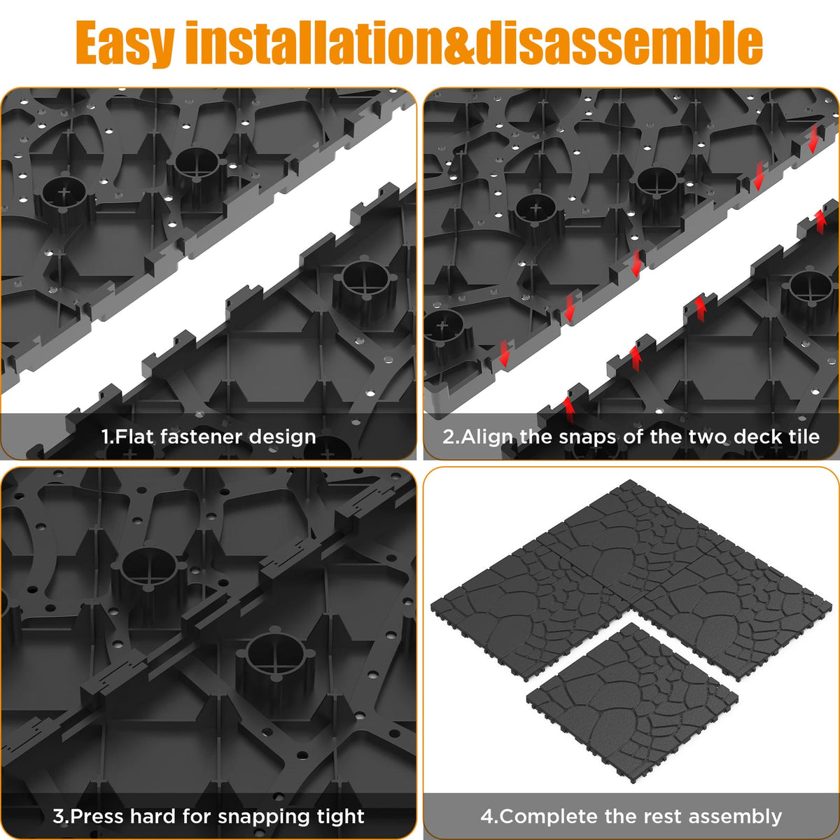 Grey Polypropylene Interlocking Deck Tiles for Poolside and Garden