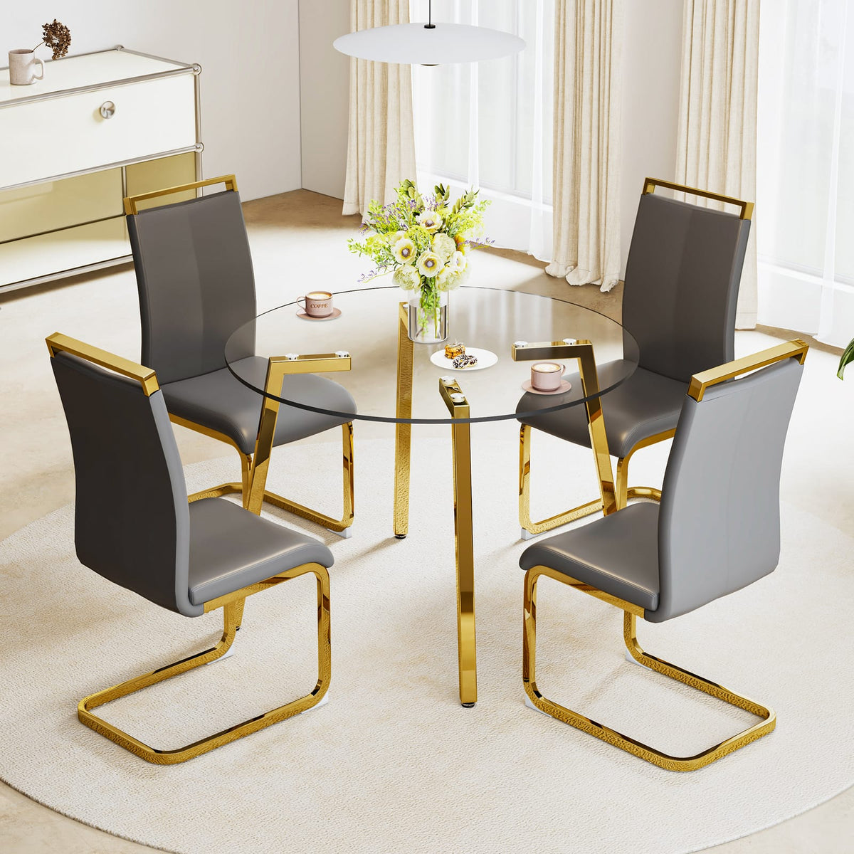 Transparent Tempered Glass Dining Table - 42" Round