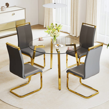 Transparent Tempered Glass Dining Table - 42" Round
