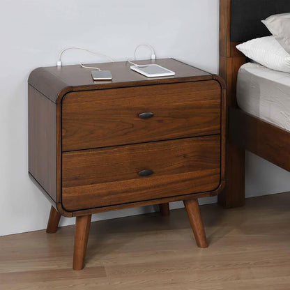 Dark Walnut 2-Drawer Nightstand - Modern Storage