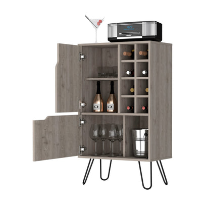 Light Oak 8 Shelf Bar Cabinet - 13.3 x 23.9 x 40.9"