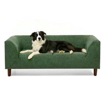 Olive Green Foam Pet Sofa - Backrest & Armrests for Medium Dogs