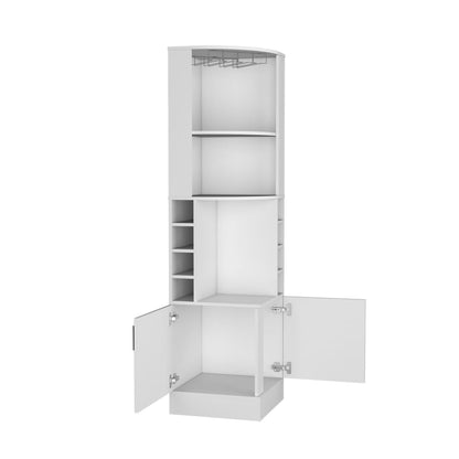 White Corner Bar Cabinet - 18.5" x 18.5" Storage for Living Room