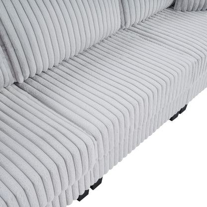 100-Inch Corduroy Sofa - 3 Seat Modular with Charging Ports