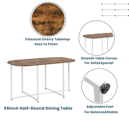 Modern 7-Piece Dining Table Set - White Iron, Seats 6