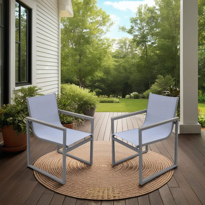 Gray Metal Wood Patio Dining Chairs - Set of 2