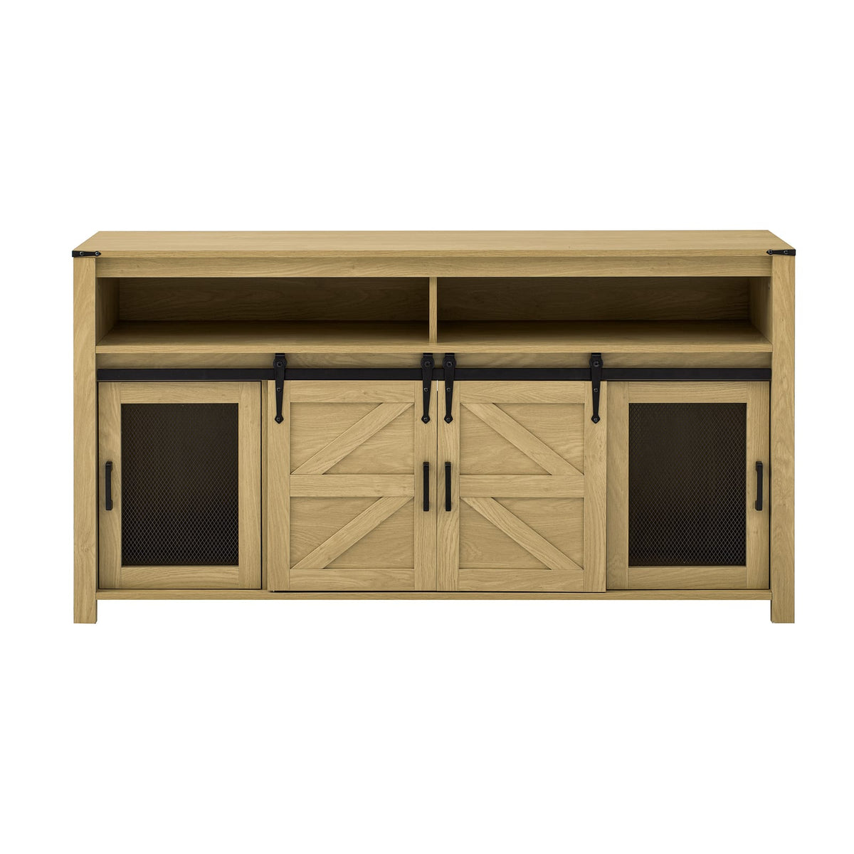 59.3" Natural Farmhouse Sideboard with Sliding Doors
